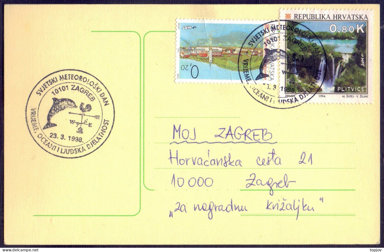 CROATIA - METEOROLOGY DAY - DOLPHIN - 1998 - Climate & Meteorology