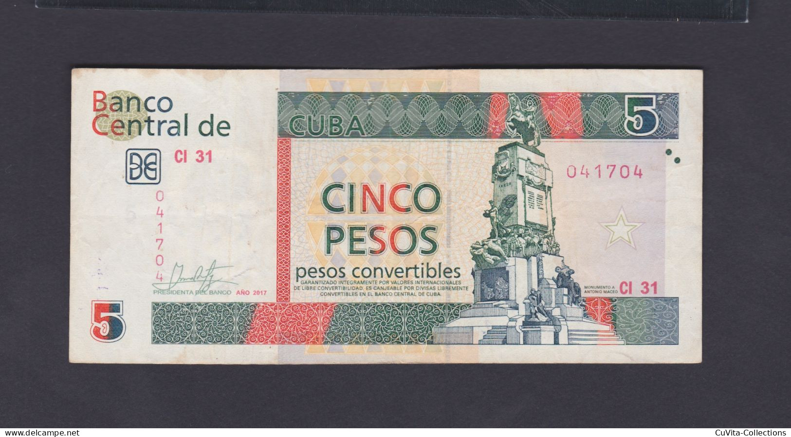 5 PESOS CONVERTIBLES (CUC) 2017 VF / MBC+ - Cuba