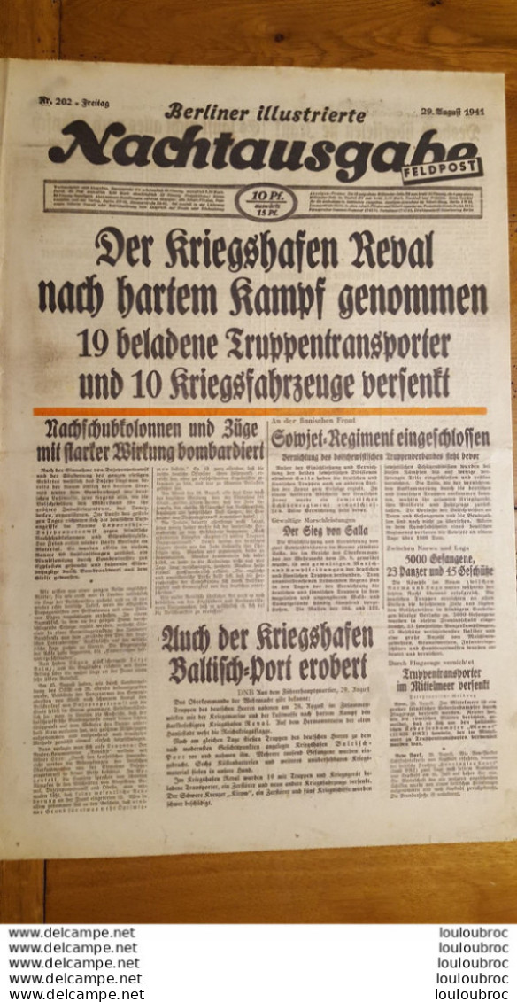 NACHTAUSGABE FELDPOST BERLINER ILLUSTRIERTE 29 AOUT 1941 JOURNAL ALLEMAND - 1939-45