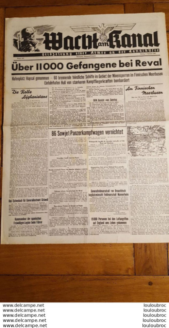 WACHT AM KANAL  JOURNAL ALLEMAND  2 SEPTEMBRE 1941  FELDZEITUNG - 1939-45