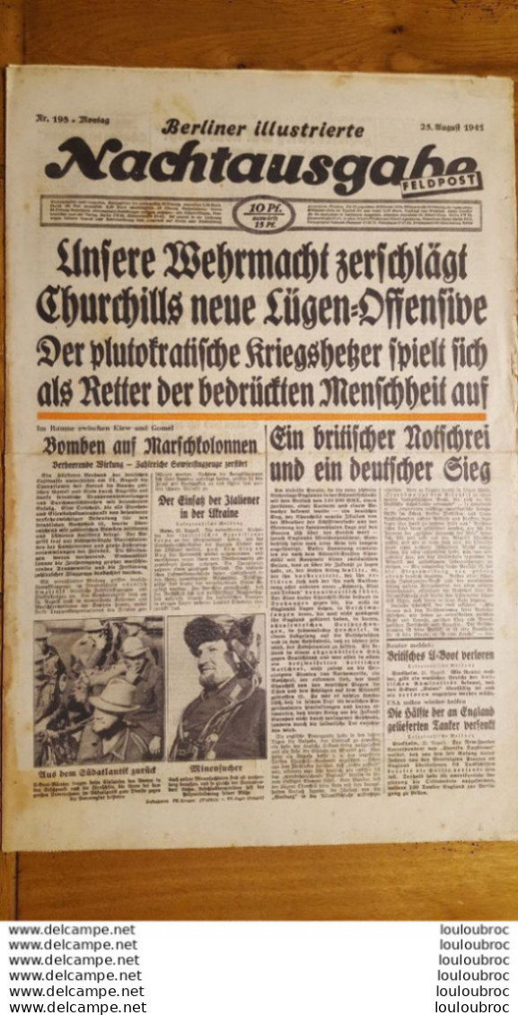 NACHTAUSGABE FELDPOST BERLINER ILLUSTRIERTE 25 AOUT 1941 JOURNAL ALLEMAND - 1939-45