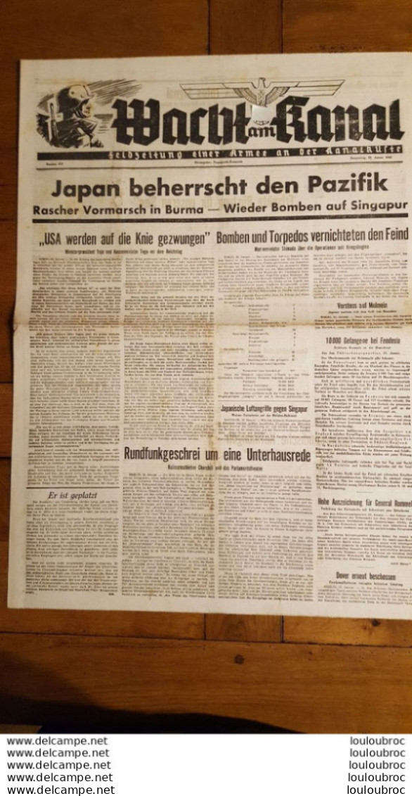 WACHT AM KANAL  JOURNAL ALLEMAND  22 JANVIER 1942  FELDZEITUNG - 1939-45