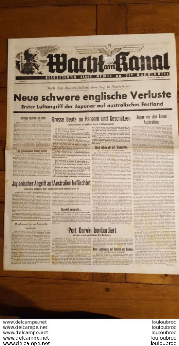 WACHT AM KANAL  JOURNAL ALLEMAND  27 JANVIER 1942  FELDZEITUNG - 1939-45