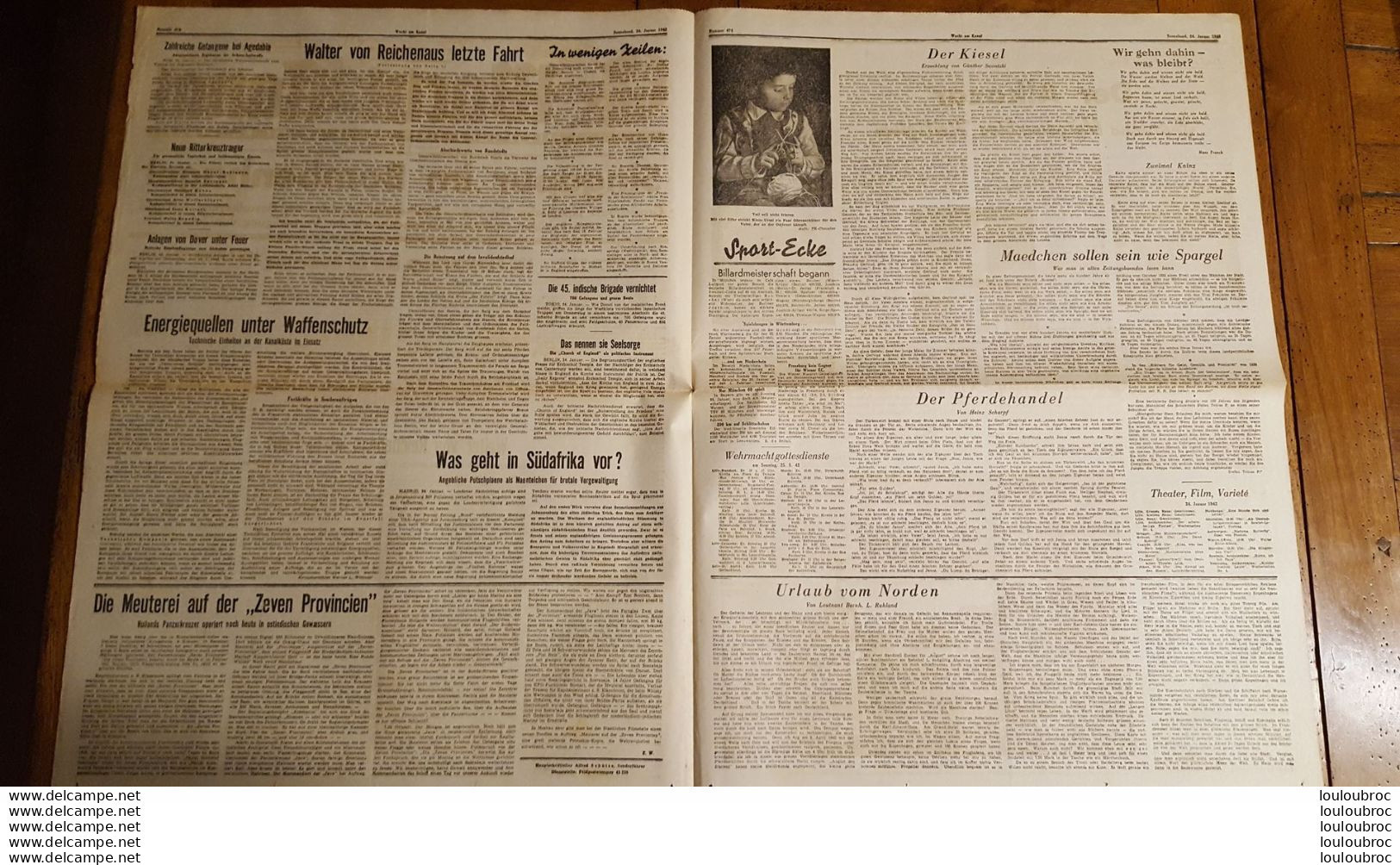 WACHT AM KANAL  JOURNAL ALLEMAND  24 JANVIER 1942  FELDZEITUNG - 1939-45