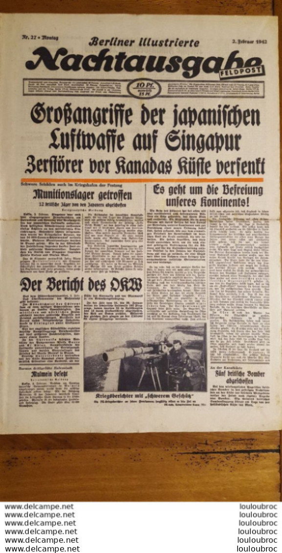 NACHTAUSGABE FELDPOST BERLINER ILLUSTRIERTE 2 FEVRIER 1942 JOURNAL ALLEMAND - 1939-45