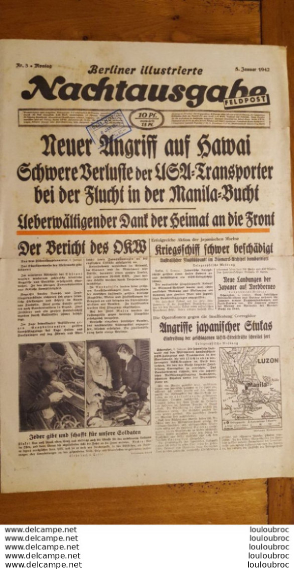 NACHTAUSGABE FELDPOST BERLINER ILLUSTRIERTE 5 JANVIER 1942 JOURNAL ALLEMAND - 1939-45