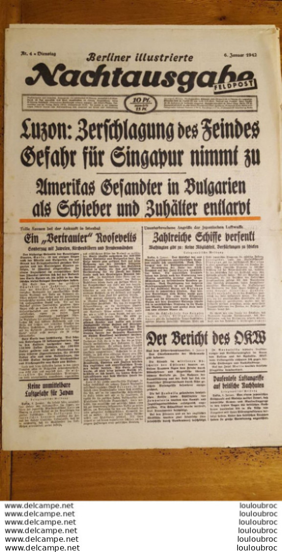 NACHTAUSGABE FELDPOST BERLINER ILLUSTRIERTE 6 JANVIER 1942 JOURNAL ALLEMAND - 1939-45