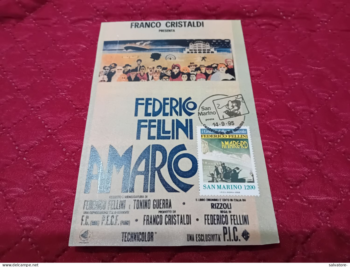 CARTOLINA FEDERICO FELLILI AMARCOD 1995 - Cinema Advertisement