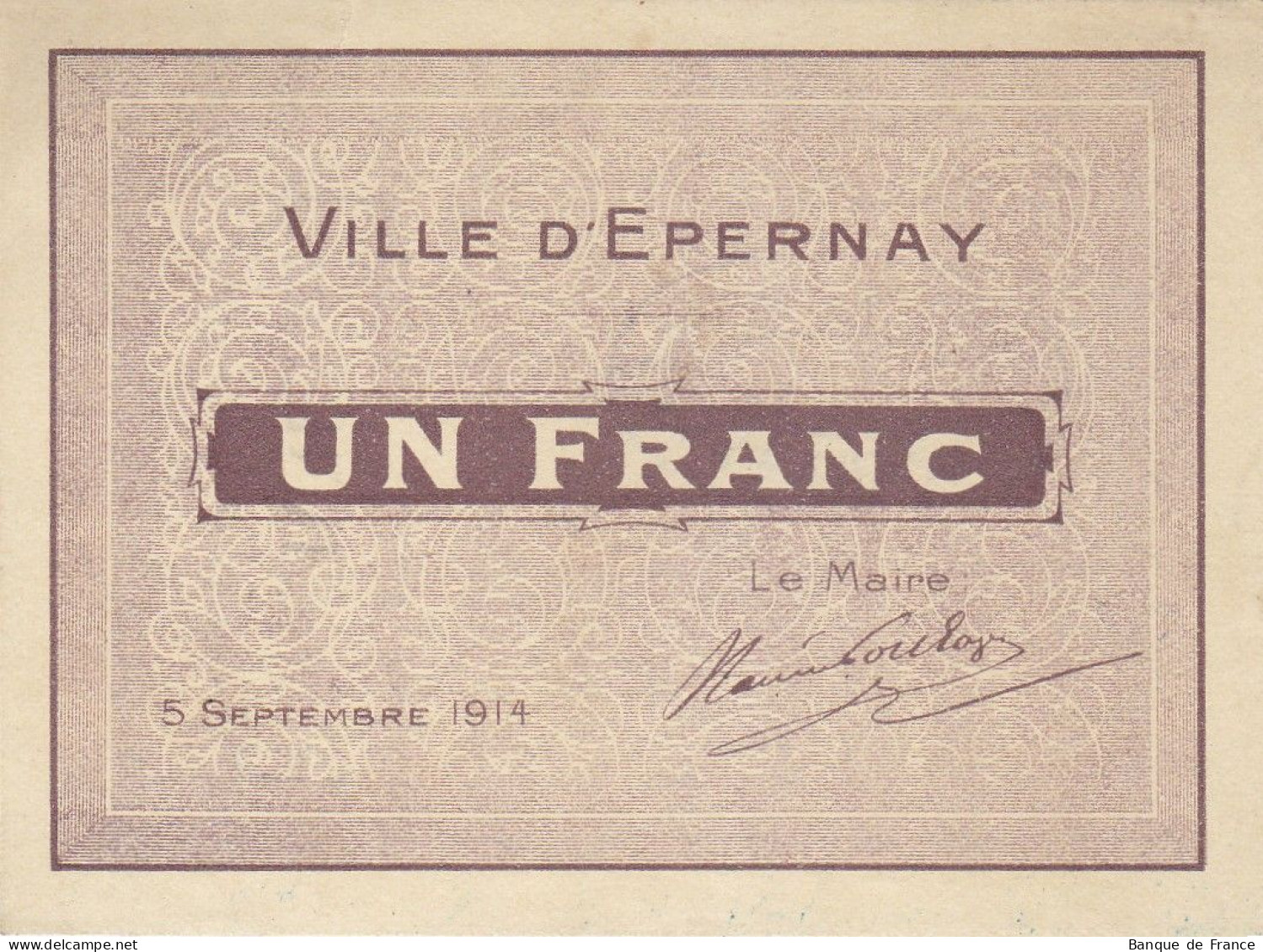 1 F Ville D' Epernay Du 5 Septembre 1914 - JP.51-16 NEUF - Bonds & Basic Needs