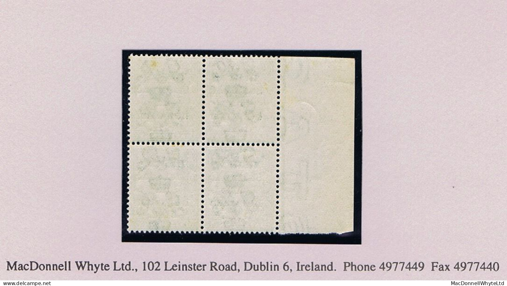 Ireland 1922 Thom Rialtas 5-line Ovpt In Blue-black On ½d, Marginal Block Of 4 Fresh Mint Unmounted - Unused Stamps