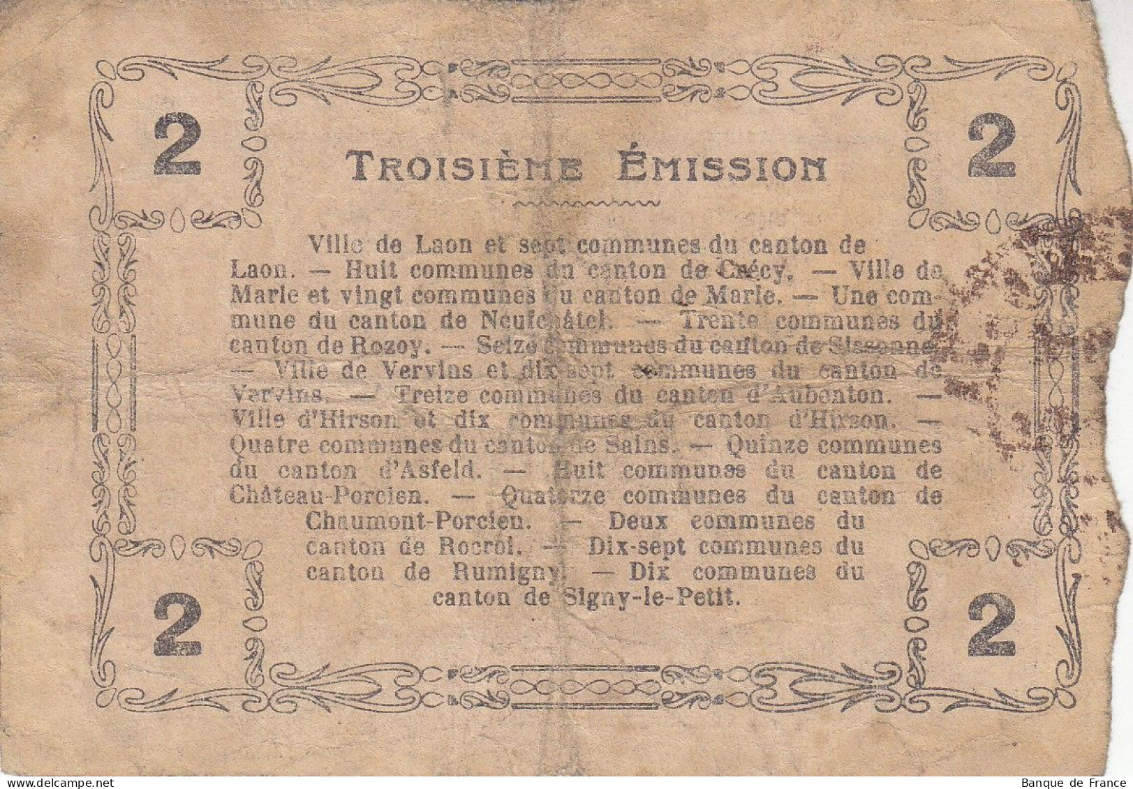 2 F Bon Régional Aisne - Ardennes Et Marne Série 1 Du 14/06/1917 - JP.02-1196 - Bons & Nécessité