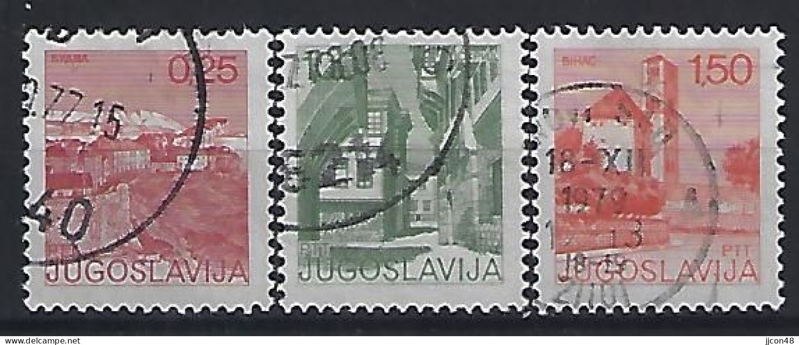 Jugoslavia 1976  Sehenswurdigkeiten (o) Mi.1660-1662 A - Oblitérés