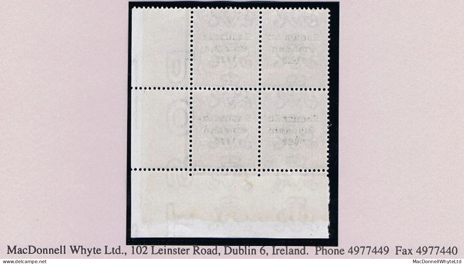 Ireland 1922-23 Thom Saorstát 3-line Overprint In Blue-black On 3d Violet, Corner Marginal Block Of 4 Mint Unmounted - Ongebruikt