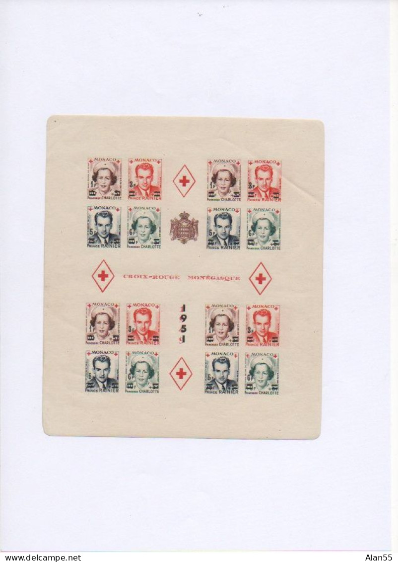 MONACO.1951. N°4A Et 4B. 2 B.F DENTELES- NON-DENTELES NEUF**.THEMES:CROIX-ROUGE.CELEBRITES.ARTS.  - Blocs