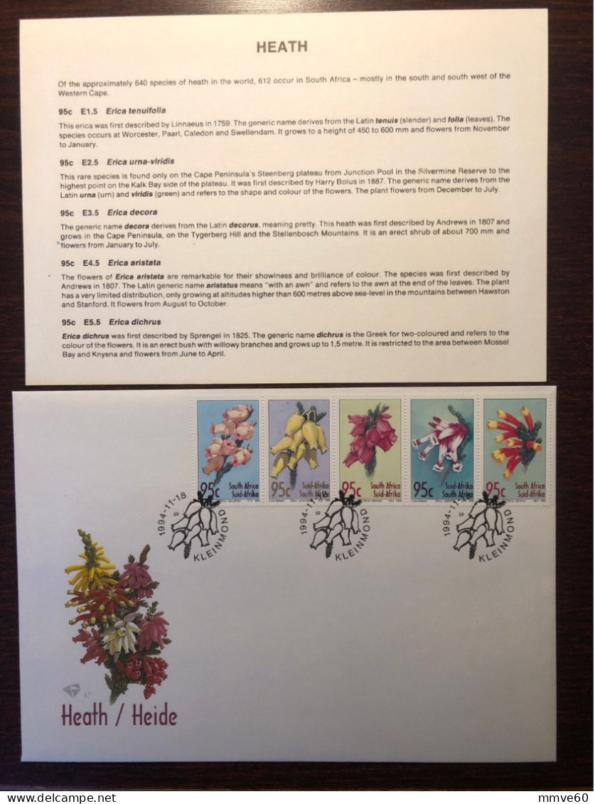 SOUTH AFRICA FDC COVER 1994 YEAR HEALTH MEDICINAL PLANTS HEALTH MEDICINE STAMPS - FDC