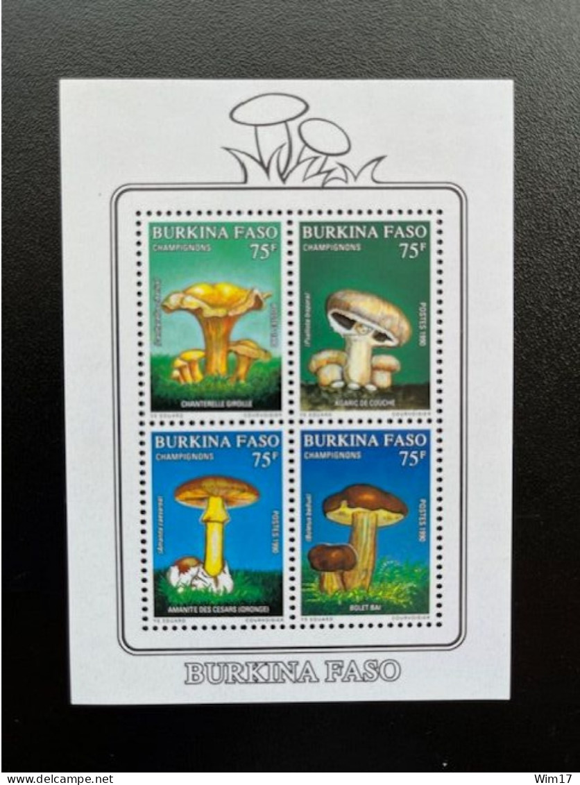 BURKINA FASO 1990 MUSHROOMS MINI SHEET MNH - Burkina Faso (1984-...)