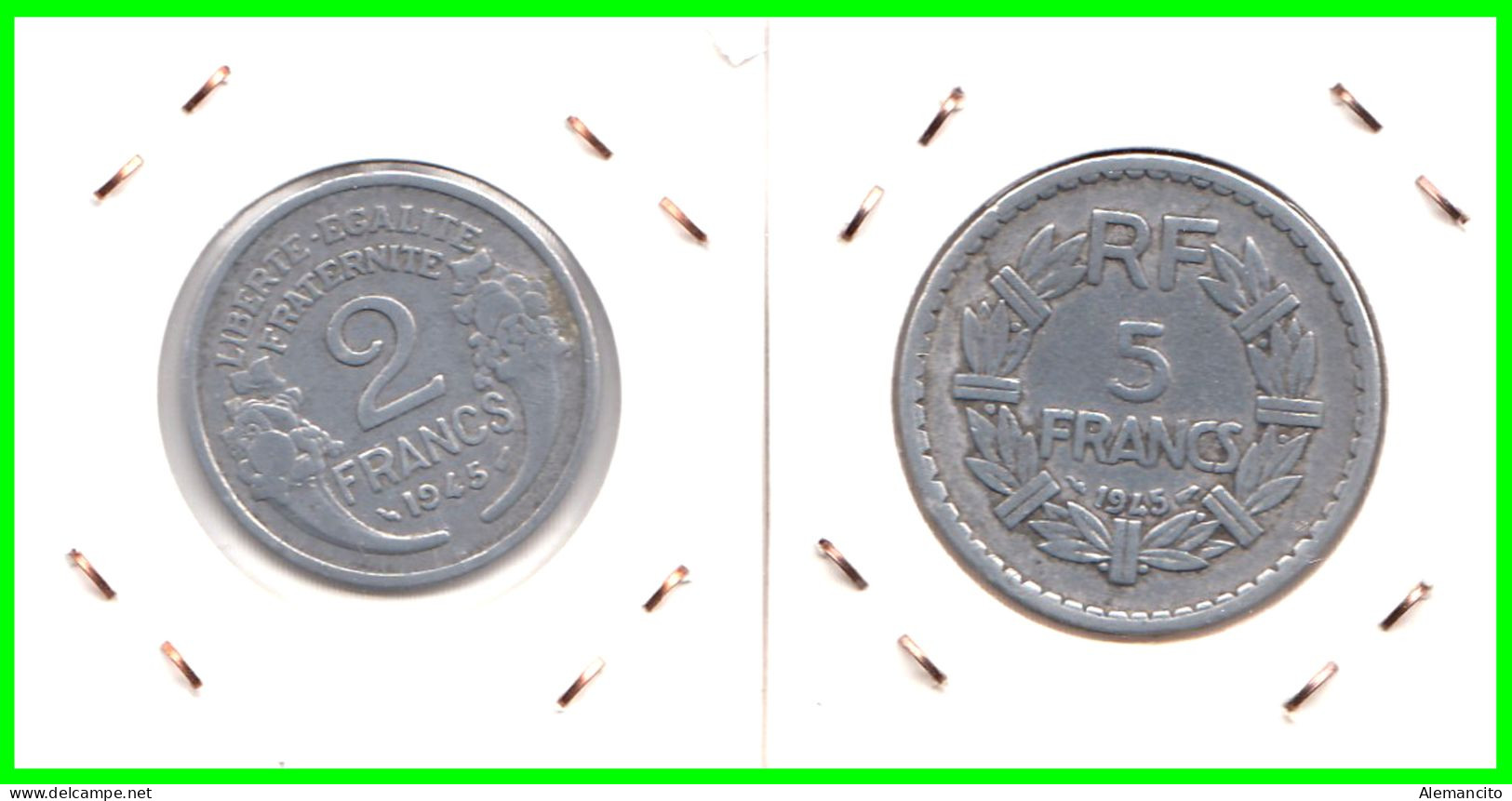 FRANCIA MONEDA - 2 Y 5 FRANCOS DEL AÑO 1945 COMPOSICIÓN ALUMINIO - 2 Francs
