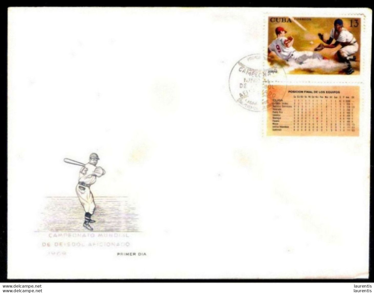 1258  Baseball - Amateur Championship 1969 - FDC - Cb - 2,75 - Baseball