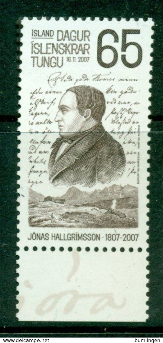 ICELAND 2007 Mi 1182** 200th Anniversary Of The Birth Of Jonas Hallgrimsson, Poet [B579] - Schrijvers