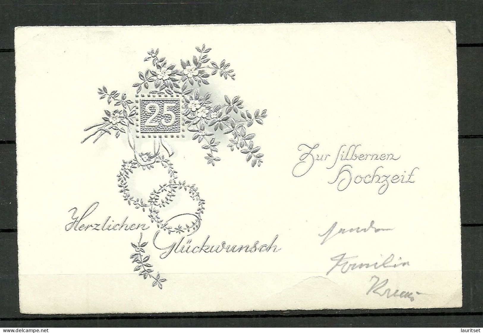 Germany Deutschland 1920ies, Glückwunschkarte, Silberne Hochzeit - Marriages