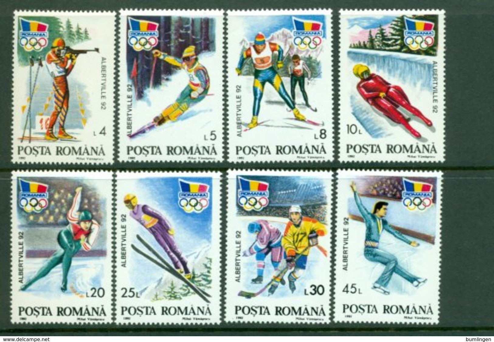 ROMANIA 1992 Mi 4761-68** Olympic Winter Games, Albertville [A4112] - Inverno1992: Albertville