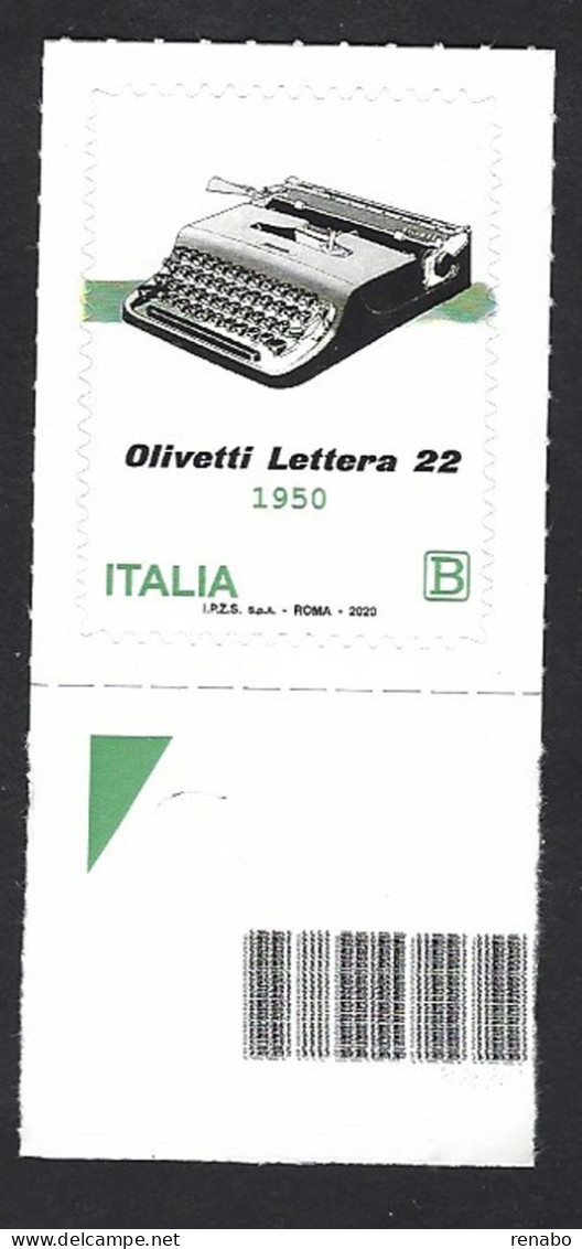 Italia, Italy, Italie, Italien 2020; Macchina Per Scrivere Portatile, Typewriter, Olivetti Lettera 22 Da Un Manifesto. - Informatique