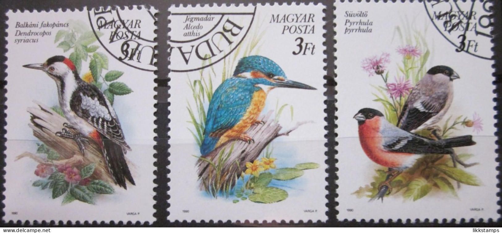 HUNGARY ~ 1990 ~ S.G. NUMBERS 3960 - 3962, ~ BIRDS. ~ VFU #02788 - Usado
