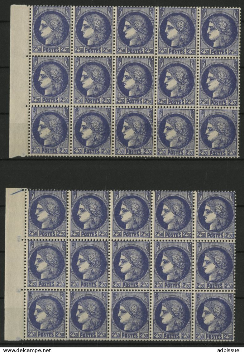 N° 375A 2,50 Fr Outremer Type Cérès 30 Ex Neufs ** MNH En 2 Panneaux Cote 42 € Vendus à 8 % De La Cote - Feuilles Complètes