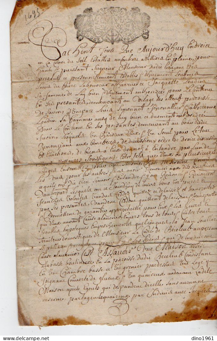 VP23.052 - Cachet Généralité De POITIERS - 5 Actes De 1671 / 1763 - Famille LOUDUN à FOUGERE X SURIN ....... - Seals Of Generality