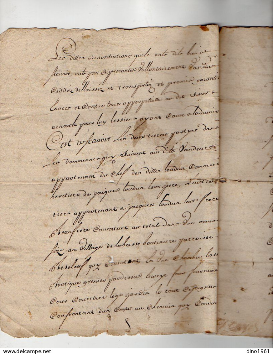 VP23.052 - Cachet Généralité de POITIERS - 5 Actes de 1671 / 1763 - Famille LOUDUN à FOUGERE x SURIN .......