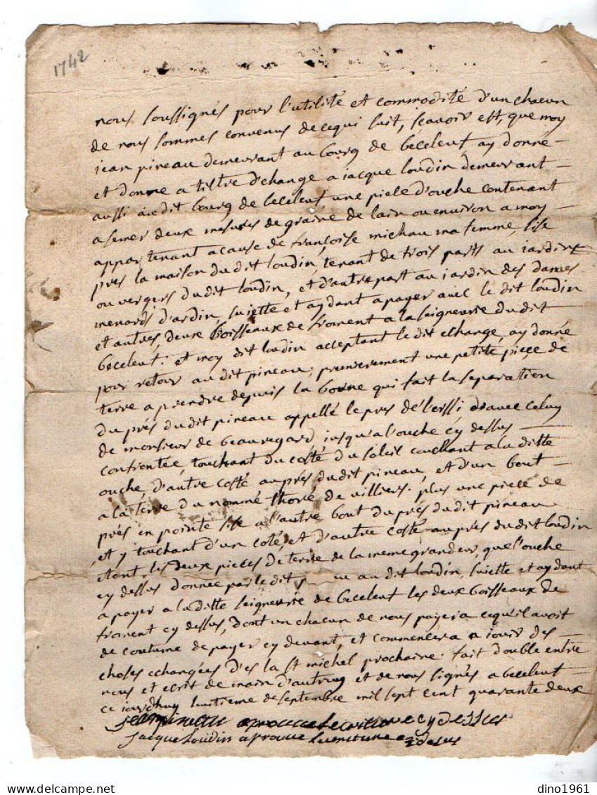 VP23.052 - Cachet Généralité de POITIERS - 5 Actes de 1671 / 1763 - Famille LOUDUN à FOUGERE x SURIN .......