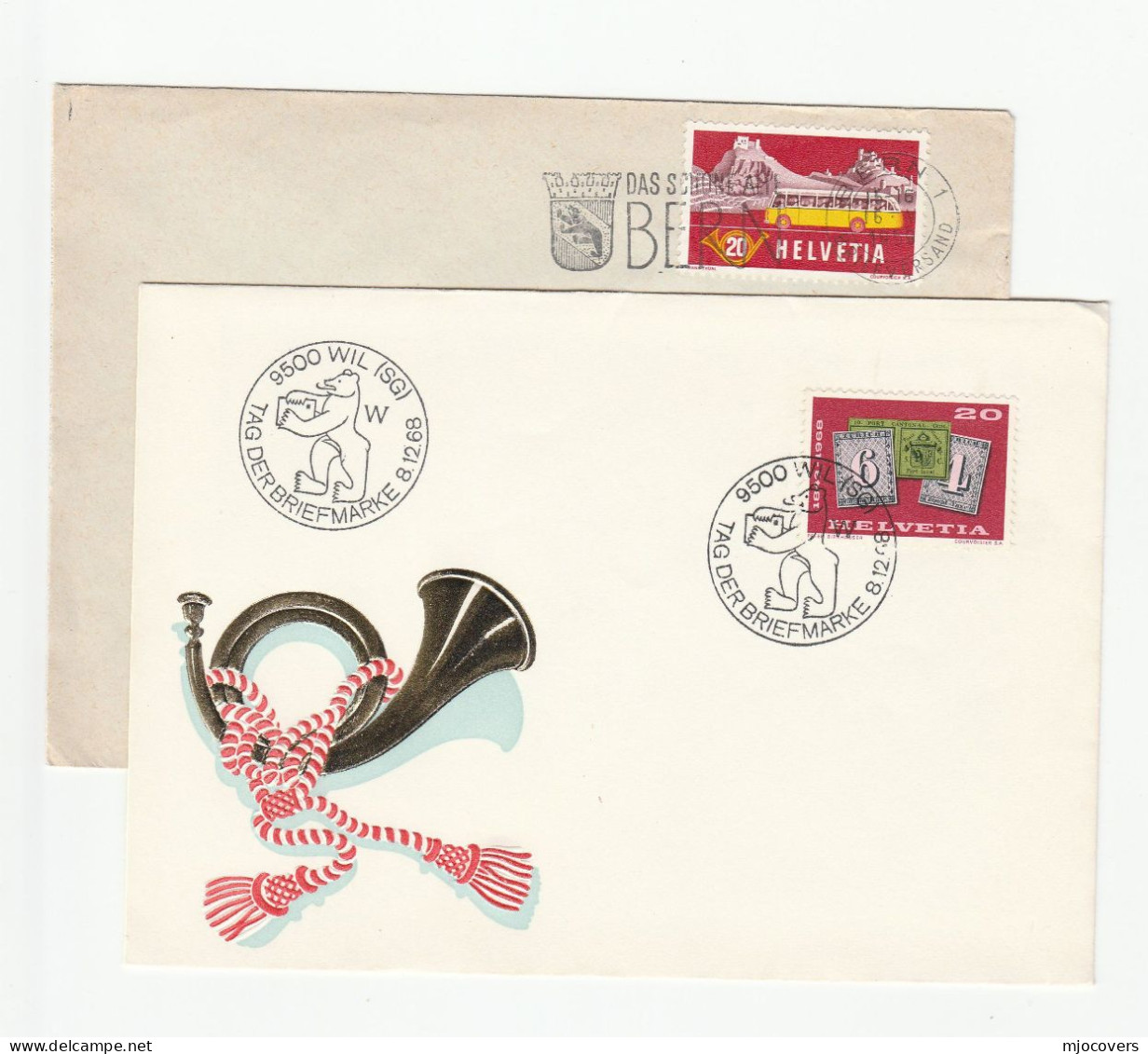 BEAR 2 Diff COVER Illus Pmk 1958-1968 Switzerland Stamps Bears - Orsi