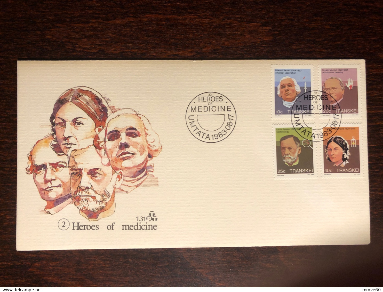 TRANSKEI FDC COVER 1983 YEAR HEROES OF MEDICINE JENNER MENDEL NIGHTINGALE PASTEUR HEALTH MEDICINE STAMPS - Transkei