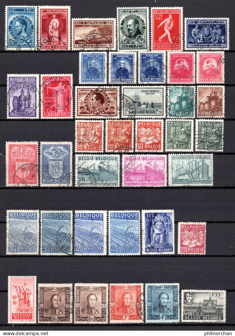 Belgique 1945 à 1952  131 Timbres Différents  5,50 €    (cote 78,95 €  131 Valeurs) - Usados