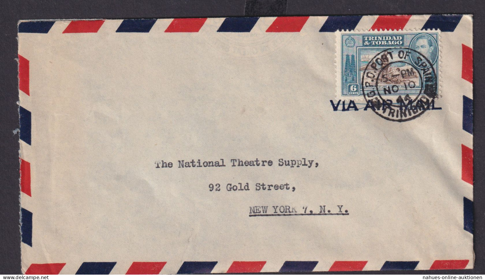 Trinidat & Tobago Flugpost Brief EF 6 Cent Von Port Of Spain Nach New York USA - Trinidad & Tobago (1962-...)