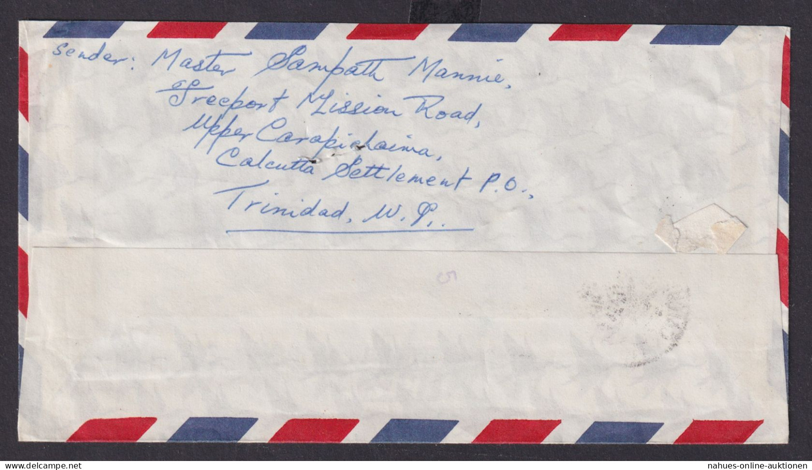 Flugpost Trinidad & Tobago Britische Kolonien Brief EF 35c Calcutta Settlement - Trinidad & Tobago (1962-...)