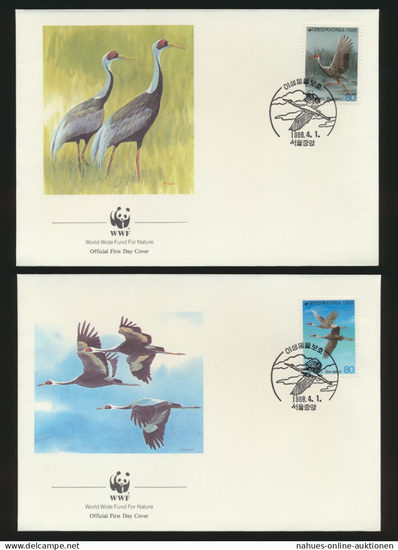 Vögel WWF U.a. 4 FDC Korea Kraniche Sowie Einmal Bahamas Tiere - Corée Du Sud