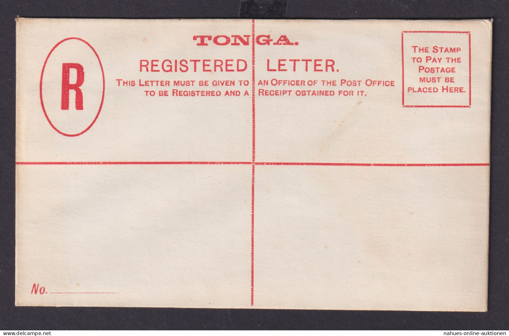 Tonga Ganzsache Einschreibeumschlag 6 P. - Tonga (1970-...)