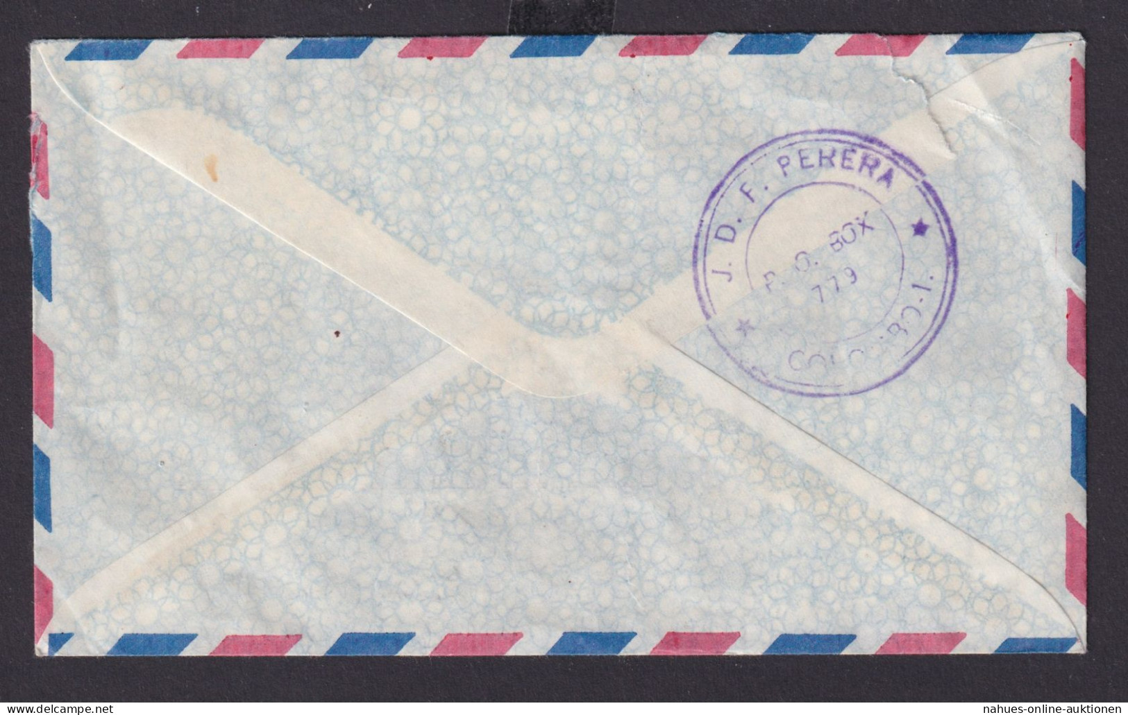 Ceylon Sri Lanka Asien Schöner Flugpost Brief MiF Tiere Vögel N Essen Stadthafen - Sri Lanka (Ceylon) (1948-...)