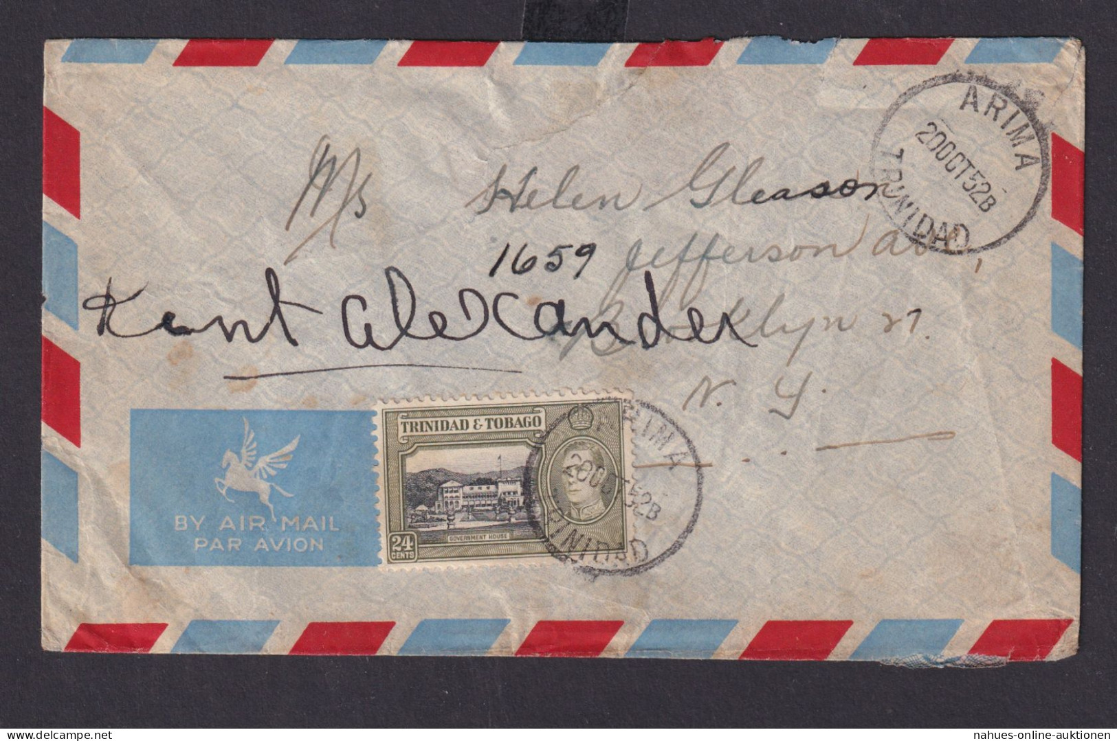 Flugpost Trinidad & Tobago Britische Kolonien Brief EF 24 C. King Georg VI ARIMA - Trinité & Tobago (1962-...)