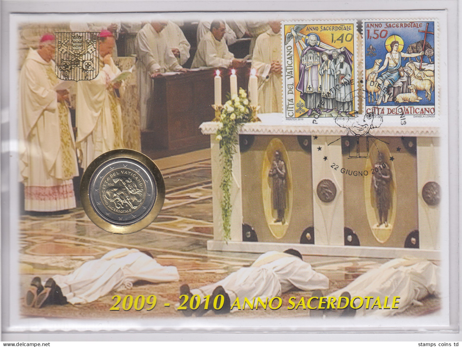 Offizieller Numisbrief Vatikan Mit 2€ Münze 2010 Priesterjahr Im Folder - Vatican