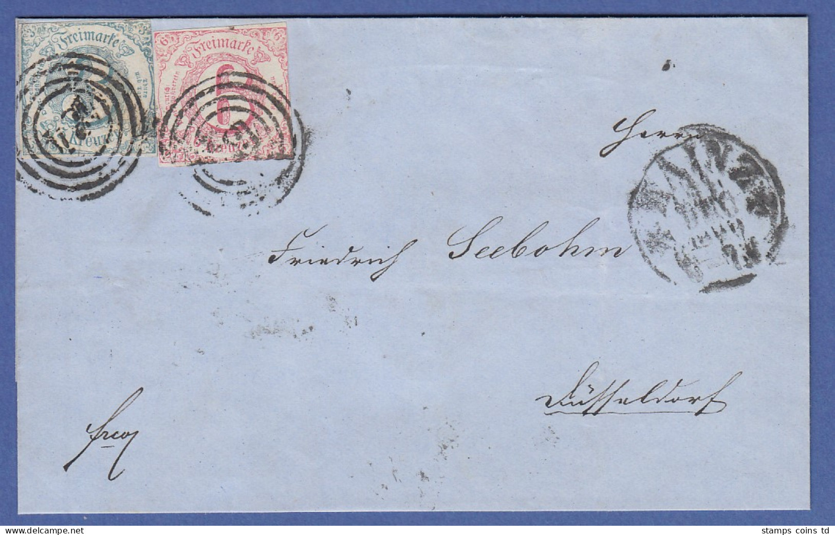 Thurn Und Taxis Mi.-Nr. 21 Und 22 Auf Brief 1860 Gel. Ab Mainz  - Storia Postale