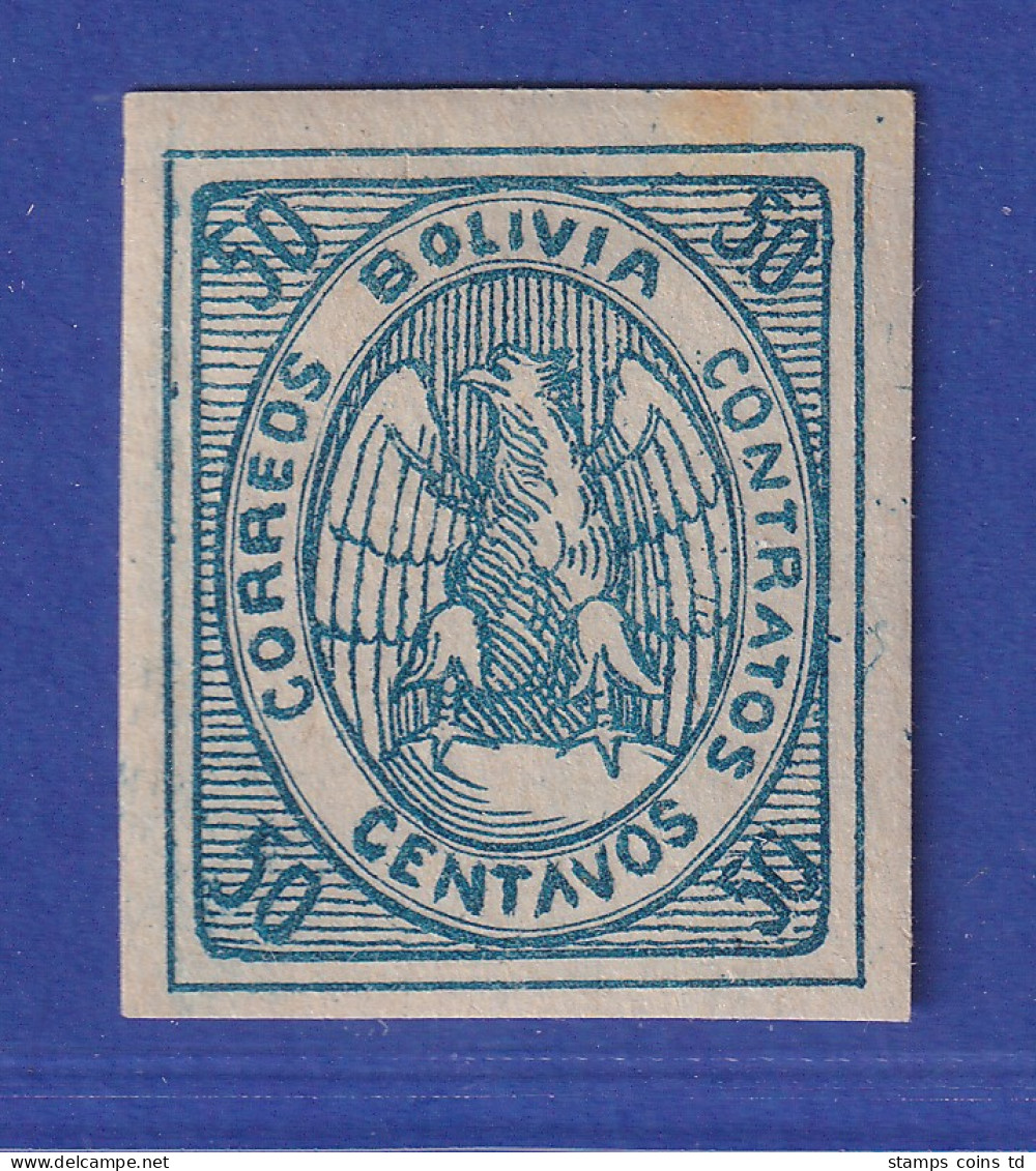 Bolivien 1868 Kondor Im Oval 50 C. Blau Mi.-Nr. 6 (*) - Bolivia