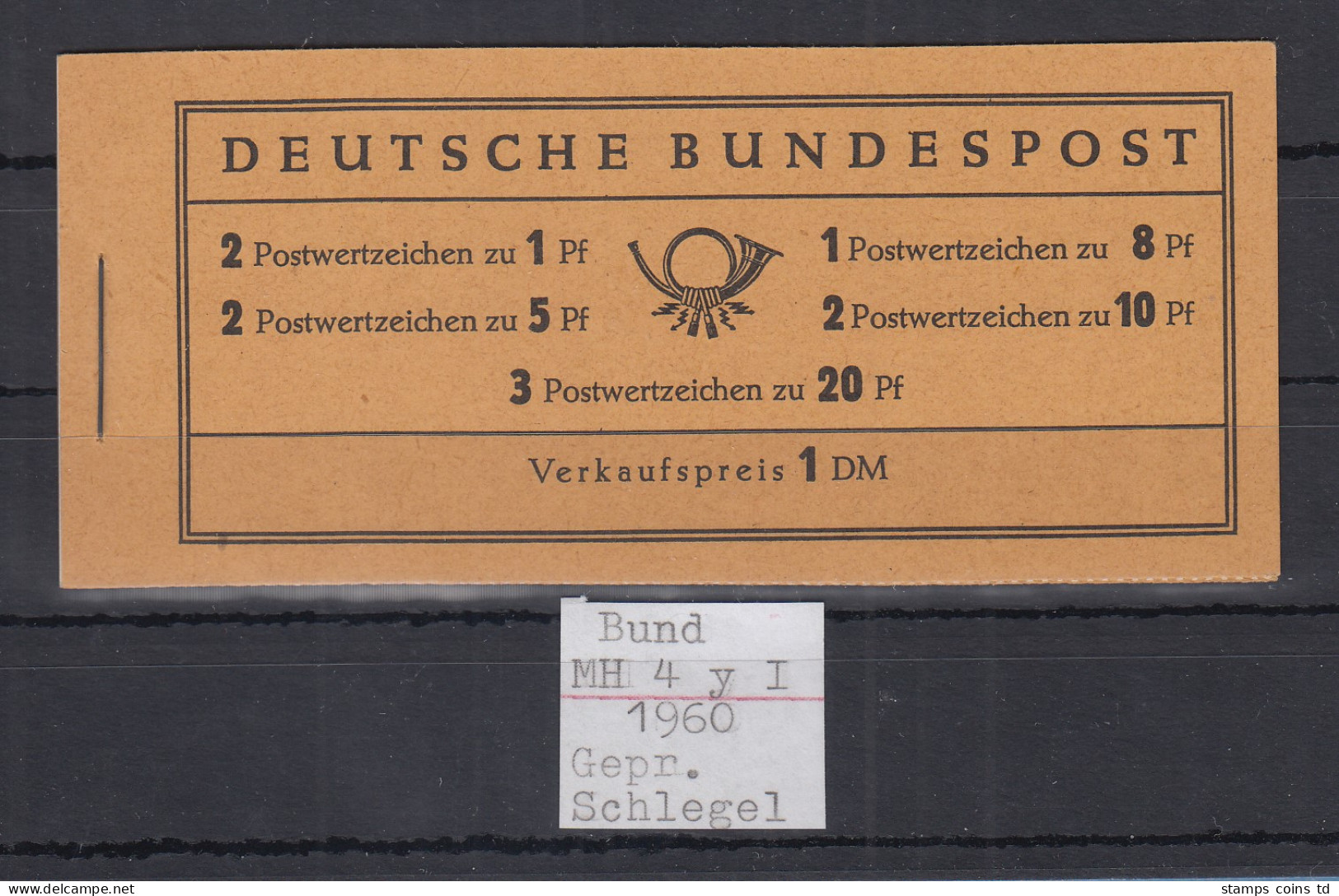 Bund Heuss Markenheftchen  Liegendes Wz.  MH Mi.-Nr. 4 YI ** Gpr. Schlegel - 1951-1970
