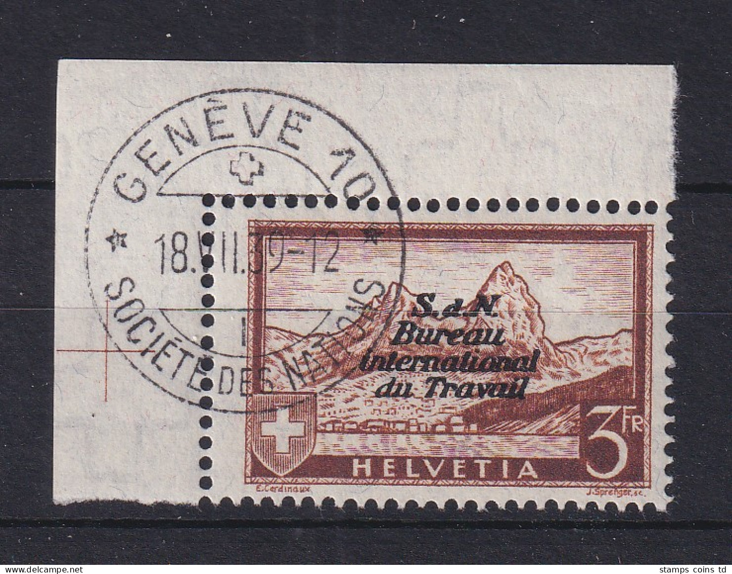 Schweiz Genfer Ämter Arbeitsorganisation BIT 1937 Mi.-Nr. 48 Eckrandstück O  - Officials
