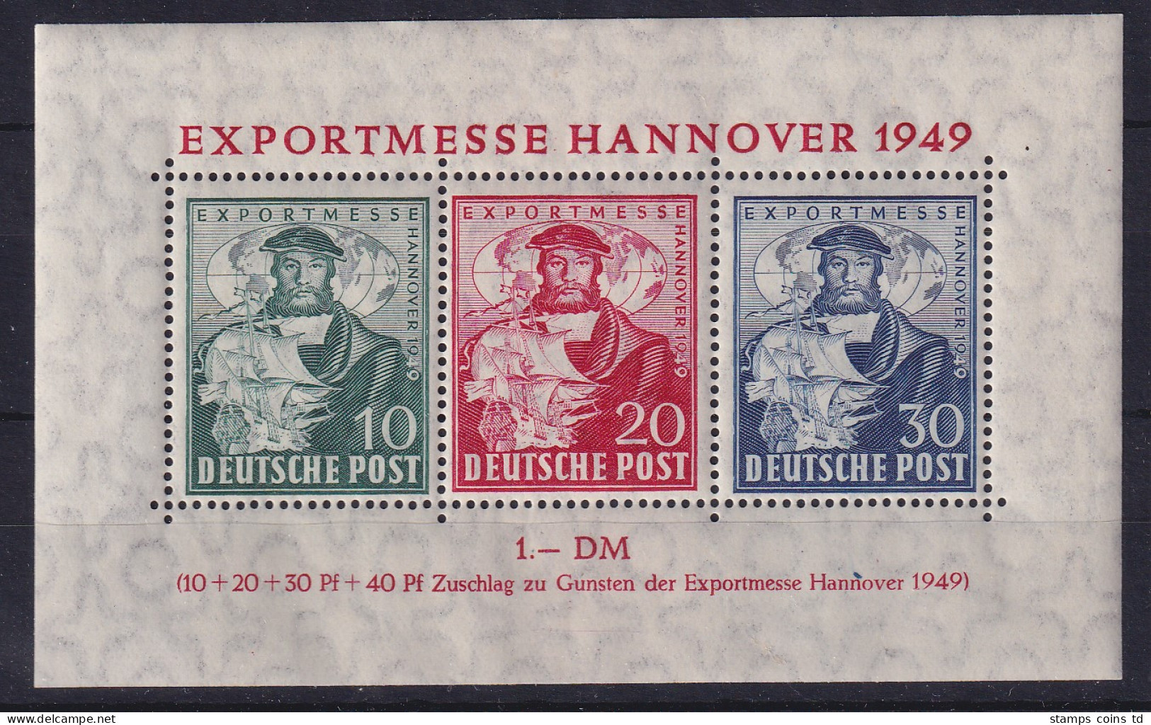 Bizone Block Exportmesse Hannover 1949 Mi.-Nr. Block 1 Postfrisch ** - Mint