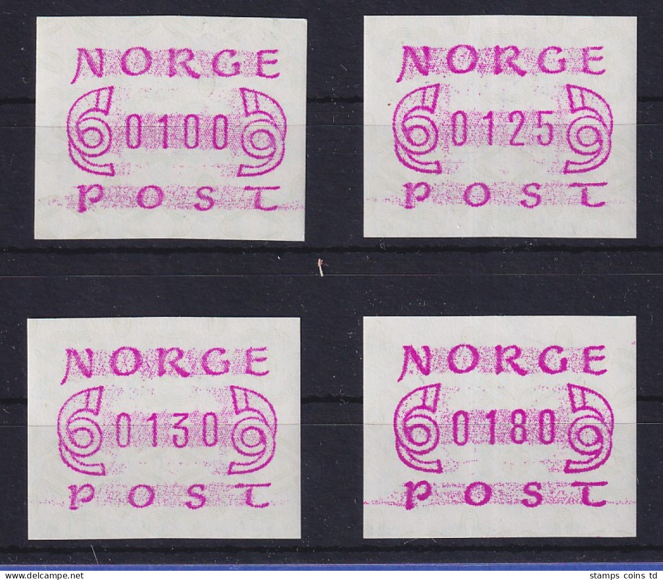 Norwegen / Norge Frama-ATM Mi.-Nr. 2.1a Satz 4 Werte 100-125-130-180 ** - Machine Labels [ATM]