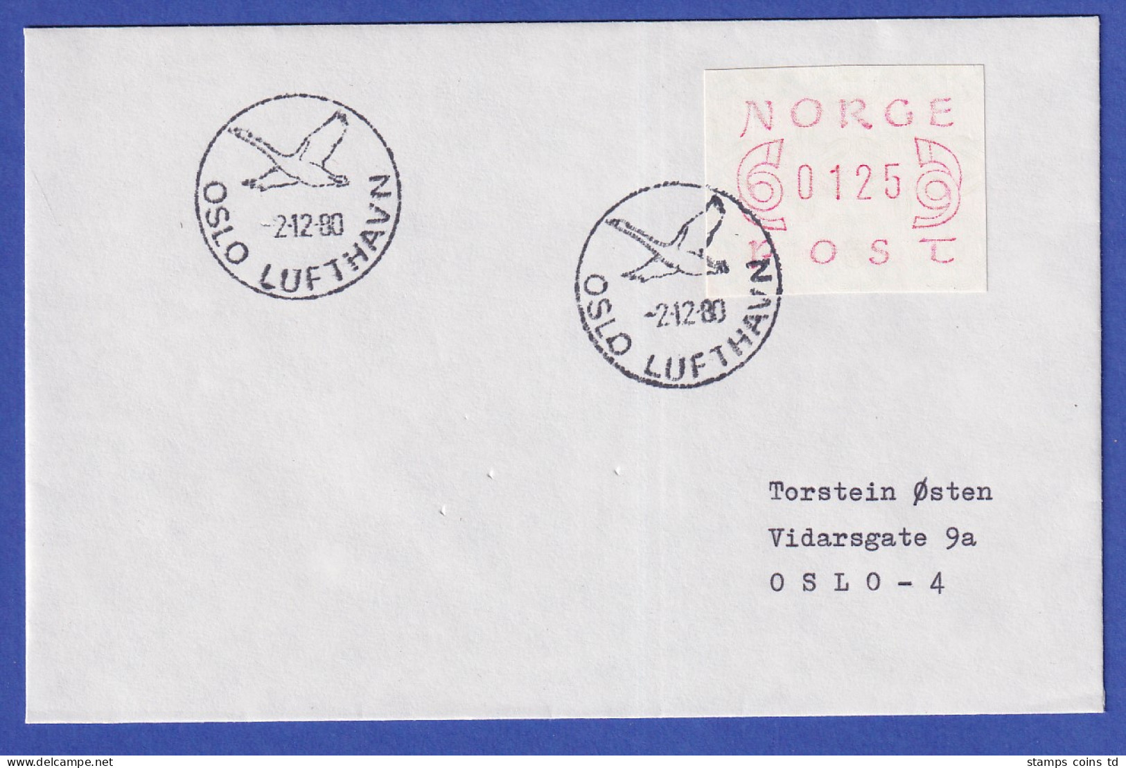 Norwegen / Norge Frama-ATM Mi.-Nr. 2.1b Wert 125 Auf FDC Oslo Lufthavn 2.12.80 - Timbres De Distributeurs [ATM]