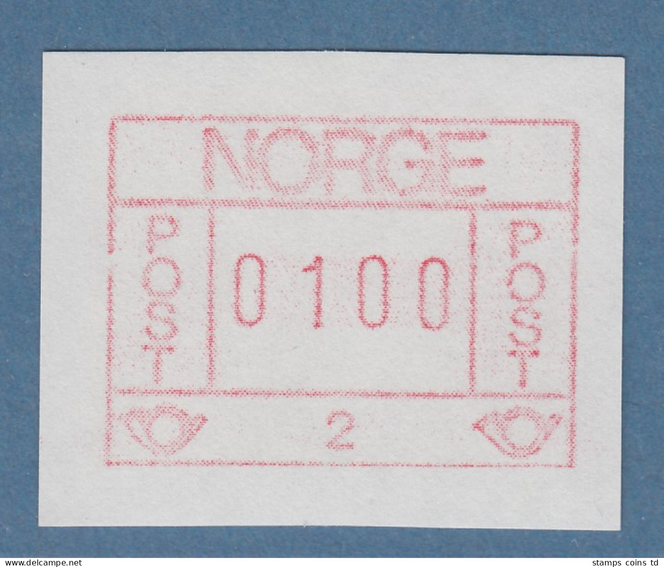 Norwegen / Norge Frama-ATM 1978, Aut.-Nr. 2 Bessere Farbe Braunrot Wert 100 ** - Vignette [ATM]