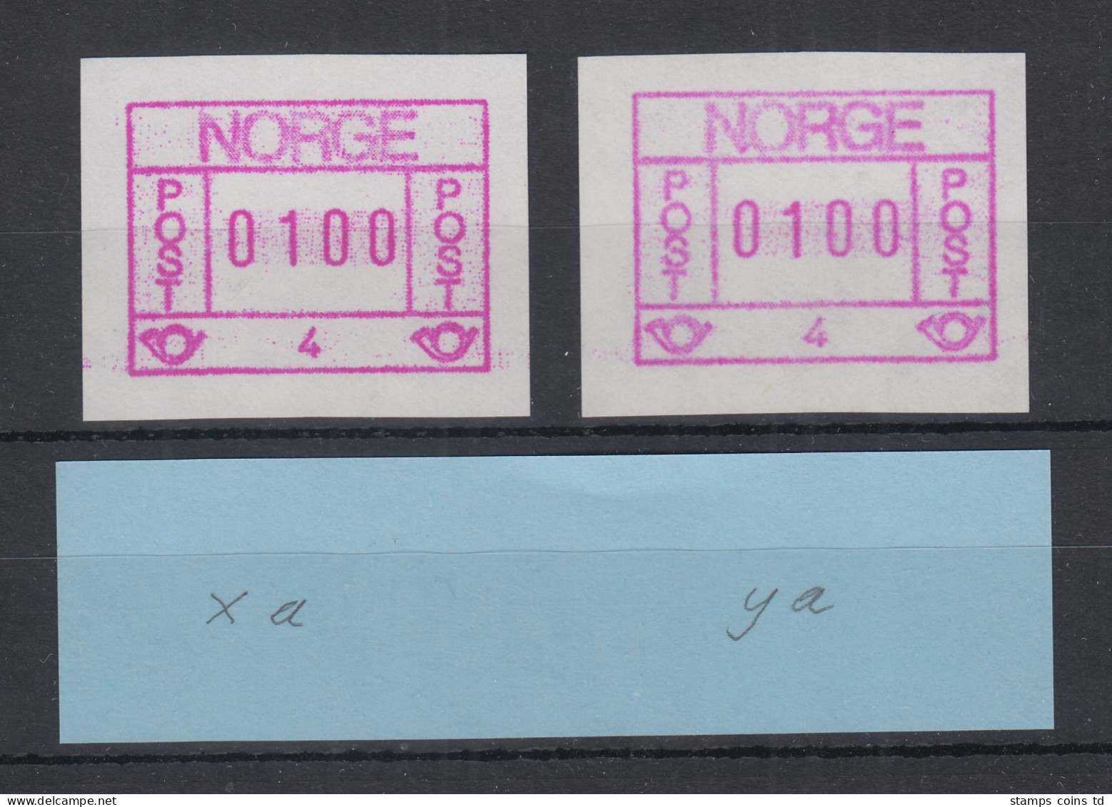 Norwegen / Norge Frama-ATM 1978 Aut.-Nr. 4 Dunkles / Helles Papier ** - Automaatzegels [ATM]